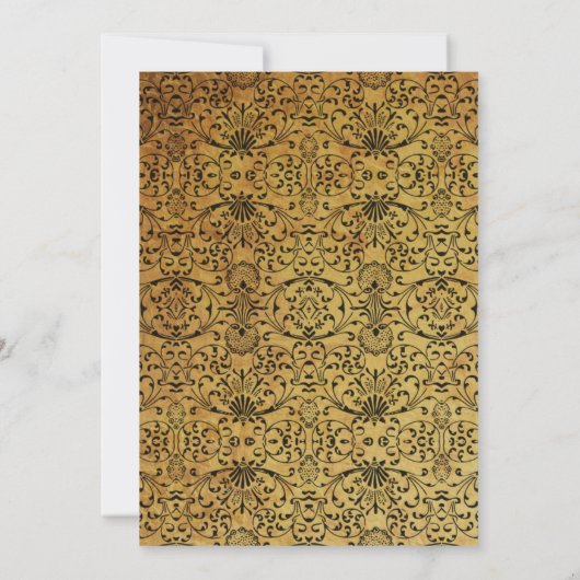 vervaagd zwart goud damask bruiloft uitnodiging (Achterkant)