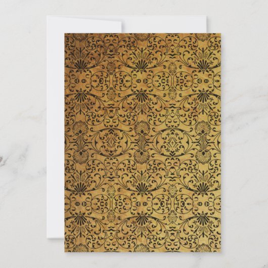  vervaagd zwart goud damask bruiloft uitnodiging (Achterkant)