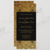 vervaagd zwart goud damask bruiloft uitnodiging (Voorkant / Achterkant)