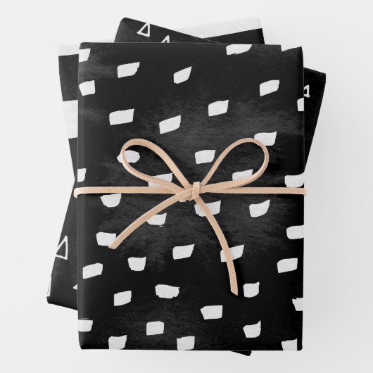 Vervaagd Zwart Wit Doodle Shape Inpakpapier Vel (In situ)