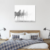 Vervaagd Zwart-wit Paarden Triptiek Canvas Afdruk (Insitu (Slaapkamer))