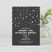 Vervaagde Black Denim Starry Grunge Party Uitnodig Kaart (Staand voorkant)