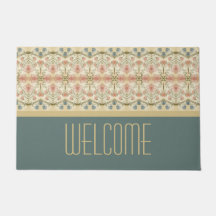 Vervaagde Blauwe En Beige Decorateur Welkom