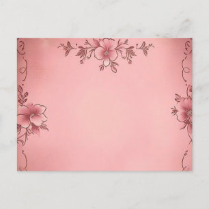 Vervaagde bloemen op roze achtergrond briefkaart