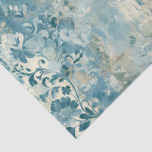  vervaagde bloemenbehang - blauw & wit anti tissuepapier (Detail)