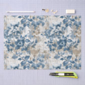 vervaagde bloemenbehang - blauw & wit anti tissuepapier (Craft)