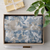 vervaagde bloemenbehang - blauw & wit anti tissuepapier (Geschenk)