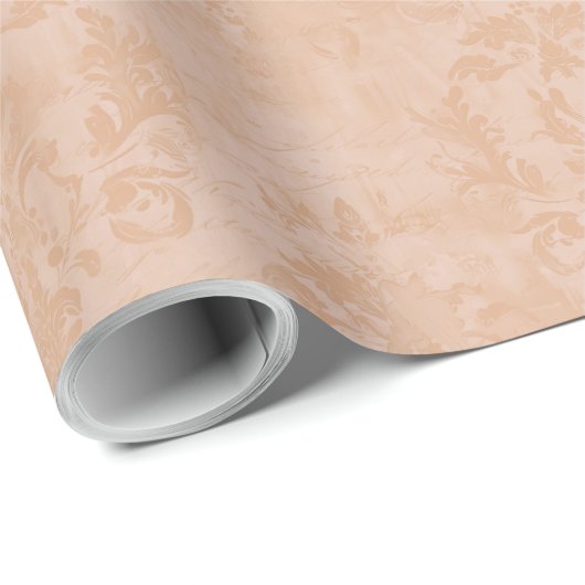 vervaagde Dusty Peach Damask Cadeaupapier (Rol Hoek)