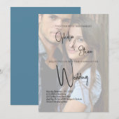 Vervaagde foto minimalistische kalligrafie bruilof kaart (Voorkant / Achterkant)