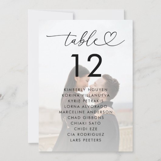 Vervaagde Foto Zitting Grafiek Namen 5x7 Huwelijks Kaart (Achterkant)