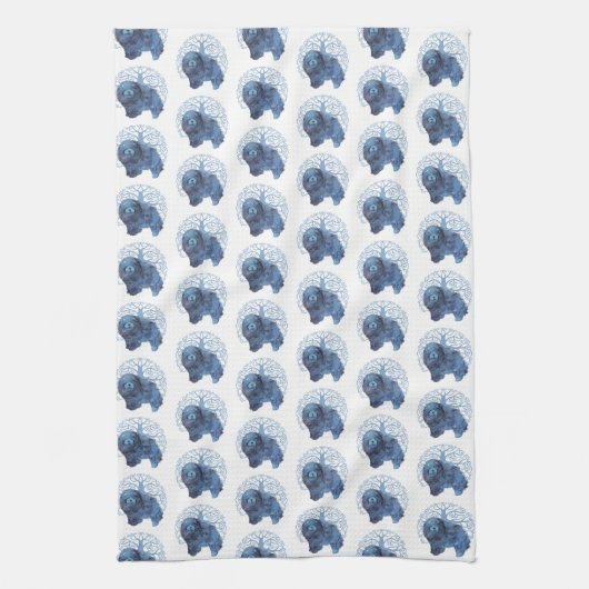 VERVAAGDE GENEN Chow herhalen ontwerp TREE OF LIFE Theedoek (Verticaal)