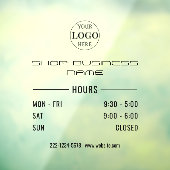 Vervaagde grijze openingstijden logo bedrijf raamsticker (Vel 3)