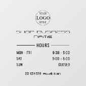 Vervaagde grijze openingstijden logo bedrijf raamsticker (Vel)