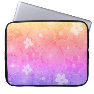 Vervaagde kleurrijke bloemen laptop sleeve