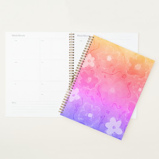 Vervaagde kleurrijke bloemen planner (Display)