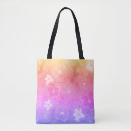 Vervaagde kleurrijke bloemen tote bag