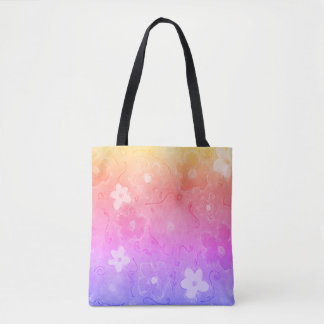 Vervaagde kleurrijke bloemen tote bag