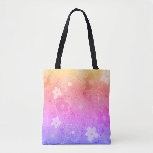 Vervaagde kleurrijke bloemen tote bag (Voorkant)