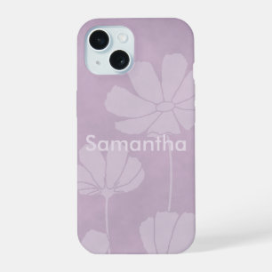 Vervaagde Kosmos Silhouet Bloemen op Vlekkerig Lil iPhone 15 Case