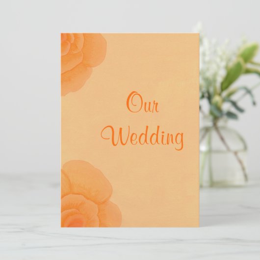 Vervaagde Oranje Rozen, aangepaste huwelijksuitnod Kaart (Staand voorkant)