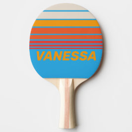 Vervaagde Surf Blue Horizon Strepen met Naam Tafeltennisbatje