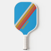Vervaagde Surfblauw Gestreept met Naam Pickleball Paddle (Achterkant)