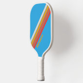 Vervaagde Surfblauw Gestreept met Naam Pickleball Paddle (Links)