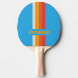 Vervaagde Surfblauw met dunne strepen en naam Tafeltennisbatje