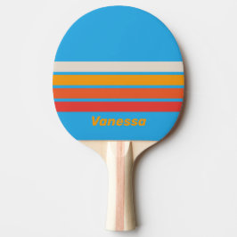 Vervaagde Surfblauw over Strepen met Naam Tafeltennisbatje