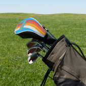 Vervaagde Surfblauwe Pin Gestreepte met Naam Golfheadcover (Insitu)