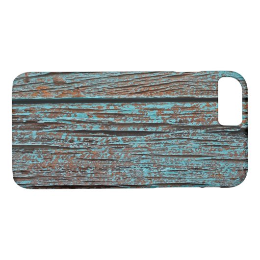 Vervaagde turquoise verf op rustiek hout Case-Mate iPhone case (Achterkant (Horizontaal))