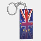 Vervaagde Union Jack boven EU-vlag Sleutelhanger (Voorkant Links)