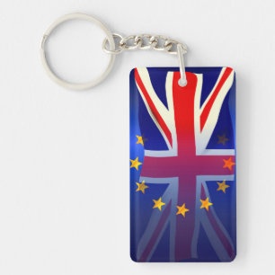 Vervaagde Union Jack boven EU-vlag Sleutelhanger