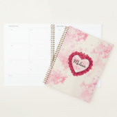 Vervaagde Waterverf bloemenprint met een rood hart Planner (Display)