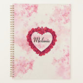 Vervaagde Waterverf bloemenprint met een rood hart Planner (Voorkant)