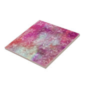 Vervaagde Witte Damast Boho Roze Paarse Waterverf Tegeltje (Zijkant)