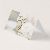 Vervaagde Witte Rozen Foto Trouwtafel Plaats Kaart (Voorkant)