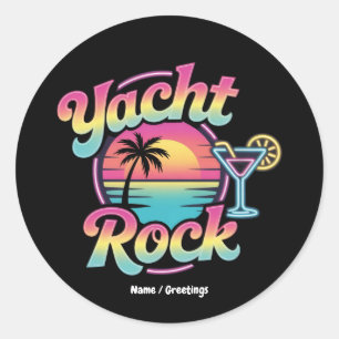 Vervaagde Yacht Rock Bootfeestje – Zachte Geluiden Ronde Sticker