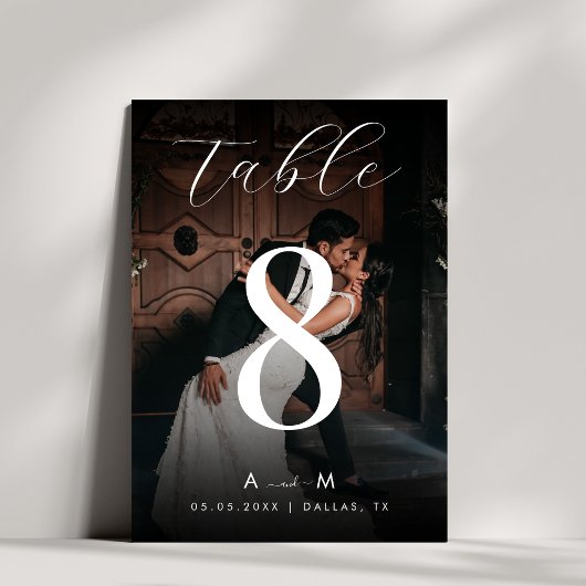 Vervaagde zwart-wit trouwfoto 5x7 tafelnummerkaart kaart