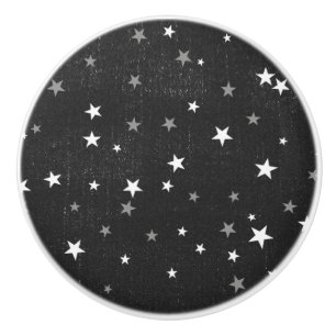 Vervaagde Zwarte Denim Sterrenkijken Distressed Gr Keramische Knop