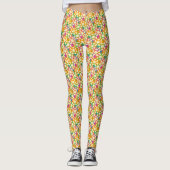 Vervaardigd Floral Chainmail in Cream Leggings (Voorkant)