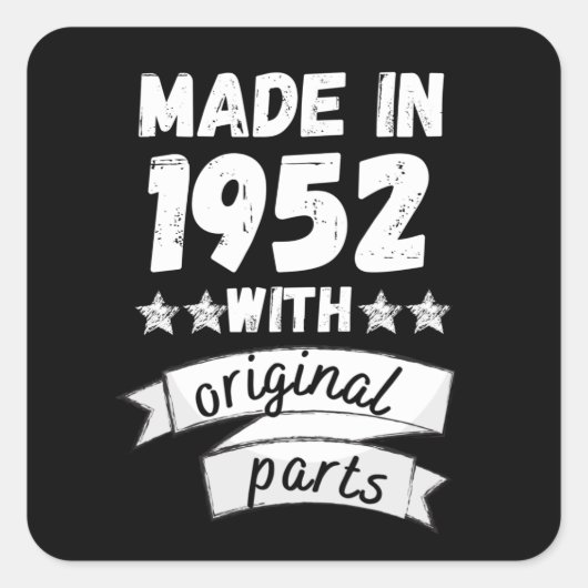 vervaardigd in 1952 met originele onderdelen, vierkante sticker (Voorkant)