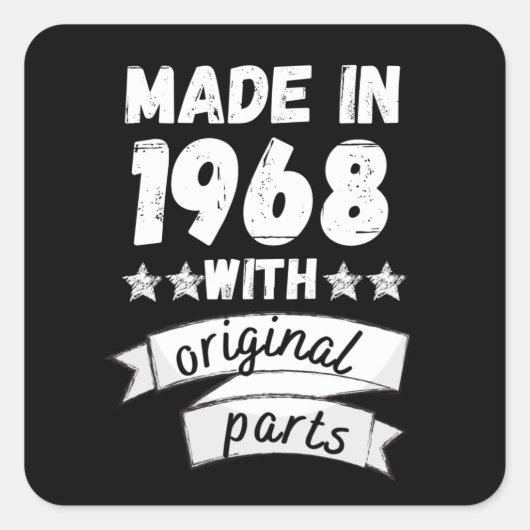 vervaardigd in 1968 met originele onderdelen, vierkante sticker (Voorkant)