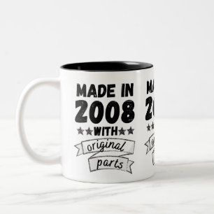 vervaardigd in 2008 met originele onderdelen, tweekleurige koffiemok