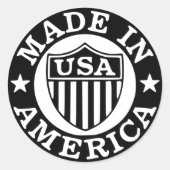 Vervaardigd in Amerikaanse ronde Sticker (Voorkant)