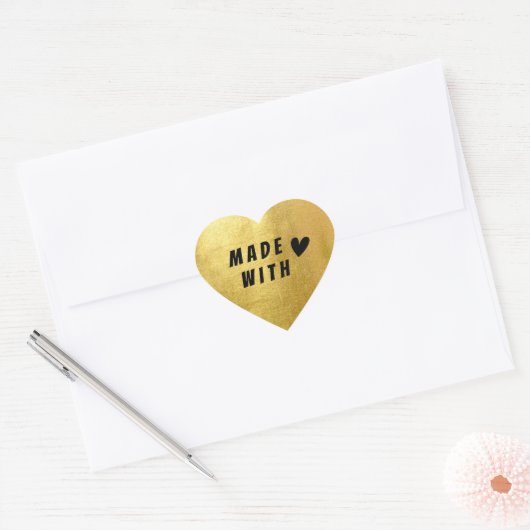 Vervaardigd met Gold Paper Sealing Heart Sticker (Envelop)