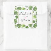 Vervaardigd met het 'Love Green Tropical Leaves'-p Vierkante Sticker (Tas)