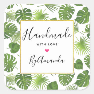 Vervaardigd met het 'Love Green Tropical Leaves'-p Vierkante Sticker