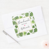 Vervaardigd met het 'Love Green Tropical Leaves'-p Vierkante Sticker (Envelop)