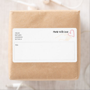 Vervaardigd met label voor liefdeshartverzending